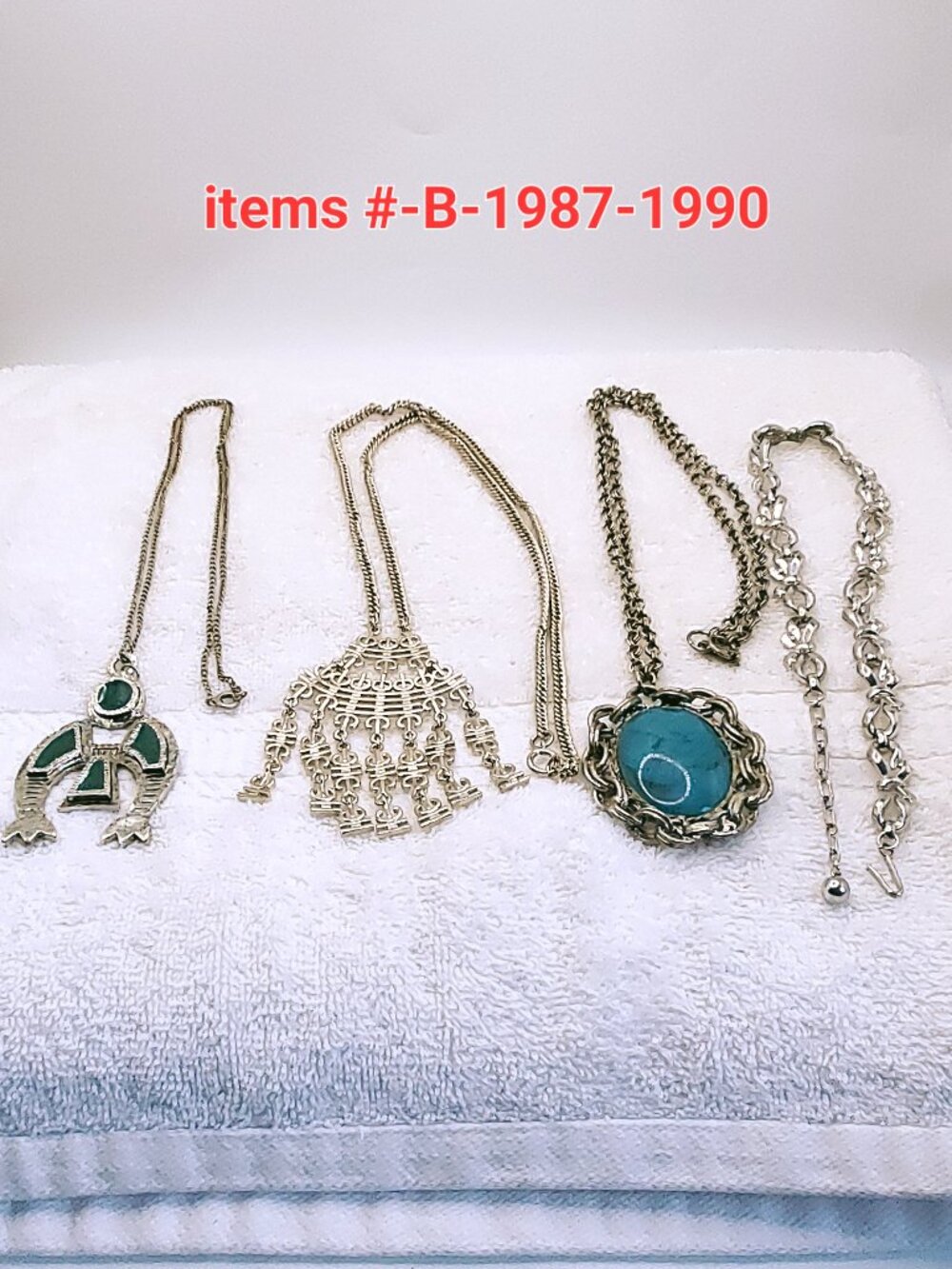 4 Silver Chain Necklaces , items # B-1987-1990,  wt. 170 gram.